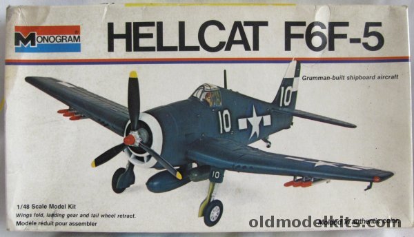 Monogram 1/48 Grumman F6F-5 Hellcat - (F6F5) 'White Box' Issue, 6832 plastic model kit